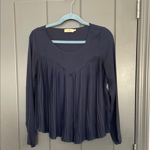 Elodie Tops - ✨LAST ACT!!! Elodie Navy Pleated Blouse